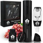 Wine Accessories Set with Rechargeable Electric Wine Opener, Wine Aerator & Wine Vacuum Stopper - Premium 5-in-1 Wine Gift Set for Men & Women - Wine Opener Set - Wine Bottle Opener Kit