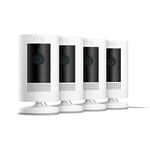 Ring Stick Up Cam Plug-In – HD security camera with two-way talk, Works with Alexa – White – 4-Pack