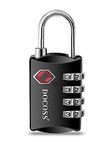 DOCOSS-Set of 1-309-Metal TSA Lock 4 Digit for Luggage Bag International Number Password Travel Locks(Black)