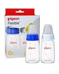 Pigeon Peristaltic Baby Nursing/Feeding Bottle KPP Nipple S,For 0+ Month Babies,BPA Free,BPS Free,Square Base,Blue and White,120 ml,Pack of 2