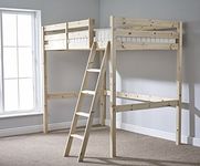 STRICTLY BEDS&BUNKS Celeste High Sleeper Loft Bunk Bed with Sprung Mattress (15 cm), 4ft 6 Double