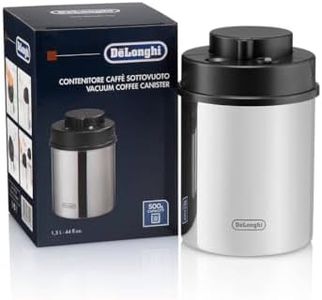 De'Longhi Vacuum Coffee Canister DLSC063, Airtight Storage for Coffee Beans and Ground Coffee, Built-in Date Indicator, 1.5L Capacity Holds Approx. 500g Coffee Beans, Stainless Steel