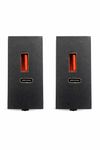 Extrabyte® USB Charger Socket (Type A & Type C) | Standard Charging Modular Wall USB Socket for Mobile, Tablet & Devices | USB Charging Module for Switch Board | Black (Set of 2)