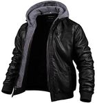 Men's Faux Leather Jacket Vintage Motorcycle Jacket Stand Collar Bomber Jacket Black M