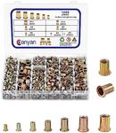 CYDDUP Rivet Nut Kit, 1090-Piece - Carbon Steel Rivet Nuts Assortment Set, Threaded Insert Flat Head (Metric Sizes M3, M4, M5, M6, M8, M10, M12)