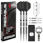 RED DRAGON Pegasus Switch Points - Powered by Winmau Darts | 25g Steel Tip | Professional 90% Tungsten Darts Set | Amazon Exclusive Dart Set with Case