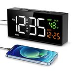 Netzu Alarm Clocks Bedside, Loud Alarm Clock with Temperature and Date, 10 Alarm Tones, 4 Volumes, Dual Alarm, Snooze, 5 Dimmer, Manual DST, USB Charger, Calendar Clock for Elderly