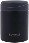 KeyzzAut Insulated Food Thermos 12oz Vacuum Insulated Food Jar Soup Lunch Thermos for Hot and Cold Food Kids Leak-Proof Stainless Steel Lunch Box Food Lunch Container (Black2)