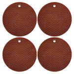 Silicone Trivets Mat Multi-Purpose Drying Trivet Mat Heat Resistant to 464°F, Pot Holder, Waterproof, (Set of 4) Non Slip, Flexible, Durable, Dishwasher Safe (Coffee)