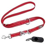 DDOXX Dog Leash Nylon Reflective, Adjustable, 6.6 ft | Many Colors & Sizes | for Small, Medium & Large Dogs | Leash Training Running Long Strong Double Ended Slip cat Puppy pet Kitten | XS, Red, 2m