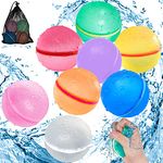 Chennyfun 8 PCS Reusable Water Balloons, Self Sealing Refillable Silicone Water Balls with Storage Mesh Bag, Summer Pool Toys, Outdoor Garden Beach Toys, Summer Fun Party Games for Kids Adults