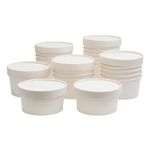 PARICOTT 300ml Paper Food Container Bowl/Tub with Lid/Paper Bowl/Paper Container with Paper Lids (Pack of 100pcs White)