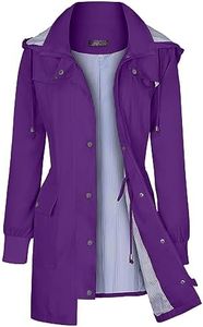 Bloggerlove Womens Rain Jackets with Hood Lightweight Long Rain Coats for Women Waterproof Outdoor Hiking Windbreaker Purple Xl