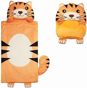 Nap Buddy Sleeping Bag for Kids, Convertible Sleeping Bag for Boys and Girls, Oeko TEX Certified, Travel Sleeper for Children, Tiger