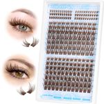 wiwoseo Brown Lash Clusters Lashes Natural Look Individual Eyelashes Brown Individual Lashes Wispy Cluster Eyelash Extensions with Bottom Lashes for DIY Lash Extension at Home (5-16MM)