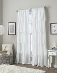 Curtainworks Flounced Ruffle Rod Pocket one Curtain Panel, 63 in, White