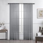 Home Beyond & HB design - Grey Sheer Voile Curtain Panels with Rod Pocket - Solid Window Sheer Drapes for Bedroom Living Room - (Set of 2 Panels, 54x72-Inch