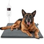 pecute Pet Heat Pad Large 50x65cm, 5 Adjustable Temp & Timing Safe Controller Electric Heated Mat Waterproof with Removable Flannel Cover & Fire Retardant Cotton, Soft Cosy for Medium to Large Dogs