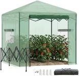 Outsunny 8' x 6' Portable Pop Up Greenhouse, Outdoor Walk-in Hot House with Roll-up Door & 2 Windows, Foldable Garden Green House for Plants Herbs Vegetables, Green