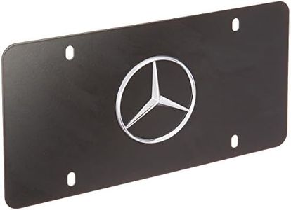 Mercedes-Benz Logo on Black Steel Auto License Plate, Official Product