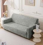 House of Quirk Universal Jacquard Waterproof Camellia Fabric Sofa Cover Soft Touching Cover for Couch Flexible Stretch Sofa Slipcover (Three Seater, Dark Grey)