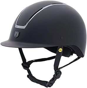 TIPPERARY EQUESTRIAN Horse Riding Helmet - Windsor - English Style Protective Horseback Riding Apparel - Customizable Fit and Cooling Ventilation - Black Chrome - Trad Brim - S