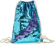 Juvale Mermaid Sequin Drawstring Backpack for Women, Reversible (12 x 16 In)