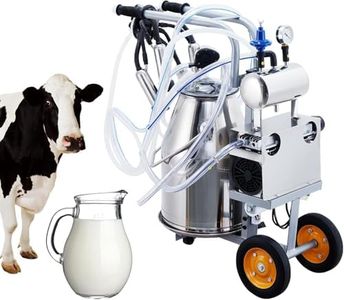 Cow Milking Machine Portable, 55KPA 15000 RPM Milking Equipment with 25L/6.6 Gallon Stainless Steel Bucket, Electric Milker Machine 5-8 Cows Per Hour with Silicone Cups and Tubes for Cows and Goats