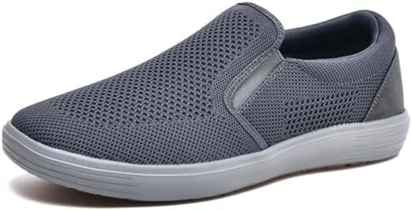 TIOSEBON Men's Mesh Slip on Walking Loafer Shoes Memory Foam Arch Support Resistant Work Drving Tennis Sneaker Deep Gray 8 US
