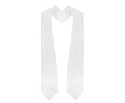 gradois Unisex Adult Plain Graduation Stole/Sash 60" long, White Stole, One Size