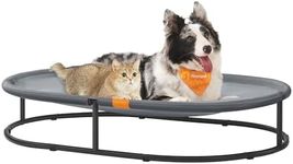 Feandrea Cat Bed, Elevated Dog Bed for Large Dogs, Cat Hammock, Cat Bed for Indoor, Outdoor, Dog Bed for Miniature Dogs, with Removable Washable Mesh, 38.6 x 24.8 x 8.7 Inches, Oval, Gray UPCB004G01