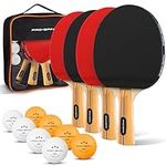 PRO-SPIN Ping Pong Paddles - High-Performance 4-Player Set | Premium Table Tennis Paddles, 3-Star Ping Pong Balls, Compact Storage Case | Ping Pong Paddles Set for Indoor & Outdoor Games