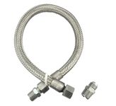 Industrial Grade Heavy Duty Flexible Metal Hose Connector 1/2" NPT x 24" Length Air Compressor Stainless Steel Braided