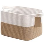 Goodpick Woven Storage Baskets for Organizing, Dog Toy Basket Small Empty Gift Basket with Handles, Square Storage Bin for Shelves, Jute, 13.5 x 11 x 9.5 Inches