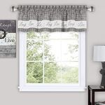 Soft Valance Window Curtains - 58 Inch Width, 14 Inch Length - Live, Love Laugh (Grey) - Wrinkle-Free Light Filtering Polyester Drapes for Bedroom Living & Dining Room by Achim Home Decor