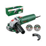 Bosch Small Angle Grinder UniversalGrind 750-115 (750 W; 3X Straight Cutting Discs; for Grinding, Cutting, Brushing and Sanding; in Carton Packaging)