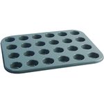 Jamie Oliver JB1065 Bakeware Range Non-Stick Mini Muffin Tray with 24 Holes, Carbon Steel/Harbour Blue