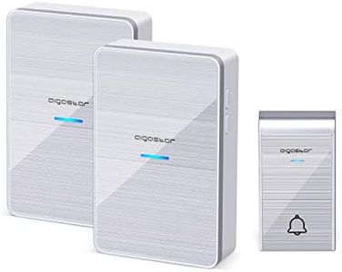Aigostar Timbre inalámbrico con 2 Receptores, Timbre de Puerta con Indicadores LED, Impermeable IP44 para Interior y Exterior, 3 Niveles de Volumen y 36 Melodías, Plata