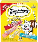 Temptations Creamy Puree with Beef Liver, Salmon, Chicken, and Tuna Squeezable Lickable Wet Cat Treat Variety Pack, 0.42 oz. Tubes, Pack of 48