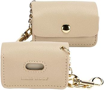 NINA WOOF Leather Poop Bag Holder Dispenser - Versatile Vegan Leather Waste Bag Holder for Dog Poop, Accessories & Leash, Pet Waste, Trash, Litter, Pet Diaper & Poop Bags Small Pouch Holder (Beige)