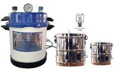 MEDIGUARD Electric Autoclave Pressure Cooker Type (11x9 Inch) Powder Coated Autoclave Sterilizer Electric & Sterilizer Dressing Drum Heavy Duty size 8x8 inch & 6X6 inch 1 Extra Element Free