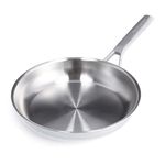 Merten & Storck Tri-Ply Stainless Steel 10” Frying Pan Skillet, Professional Cooking, Multi Clad, Heats Evenly, Drip-Free Pouring Edges, Browning, Induction, Durable, Oven & Dishwasher Safe