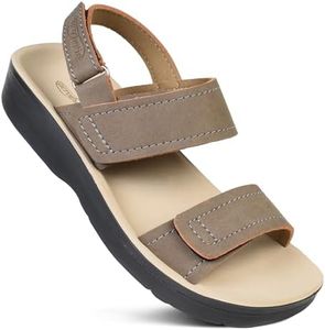 AEROTHOTIC Comfortable Sports Sandals for Women Athletic Outdoor Walking Hiking Water Cushioned Memory Foam Adjustable Backstrap Beach Sandals with Arch Support (Renee Khaki, Size 10)