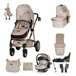 Cosatto 3 in 1 Travel System - Wow 2 Everything Bundle - Compact Fold & Lightweight, Carrycot, Seat Unit, ADAC Tested iSize Car Seat, ISOFIX Base, Adapters, Footmuff, Change Bag & Raincover (Whisper)