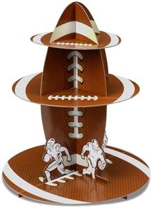 UPINS Football Cupcake Stand Decoration 3-Tier Super Bowl Party Cardboard Cupcake Stand Tower Sports Theme Birthday Party Dessert Stand Football Sports Party Supplies Decor