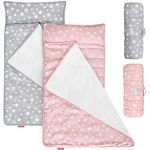 Toddler Nap Mat 2 Pack, Nap Mat for Kids Preschool, Daycare with Pillow and Blanket, Lightweight, Soft, Gray and Pink