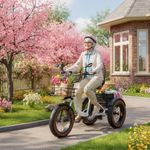 PUCKIPUPPY Electric Tricycle for Adults Alaskan, Rear Motor Electric Trike with Large Basket, 20" 6061 Aluminum Folding Ebike Frame, 3 Wheel Cargo Tricycle White