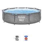 Bestway Steel Pro MAX 10' x 30" Above Ground Outdoor Swimming Pool Set, Gray