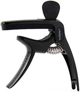 Linrax C1 Cejilla Guitarra Capo 3 en 1 con Soporte para Púas y Puente Pin Puller, Cejillas para Guitarra Acústica Guitarra Eléctrica Bajo Ukelele Banjo Mandolina, Accesorios para Guitarra, Negro