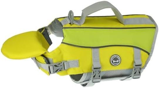 VIVAGLORY Dog Life Jacket with Removable Front Float, Life Vest with Reflective Trims & Extra Padding for Swimming & Boating, Yellow Grey, XXS